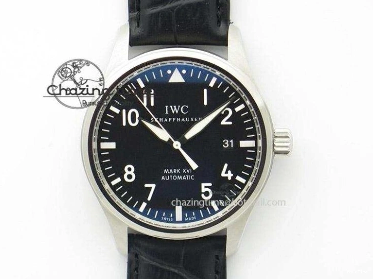 MIROTIME 0506 Vibrant Mark XVIII IW327001 SS M+F 1:1 Best Edition Black Dial on Black Leather Strap A 7055